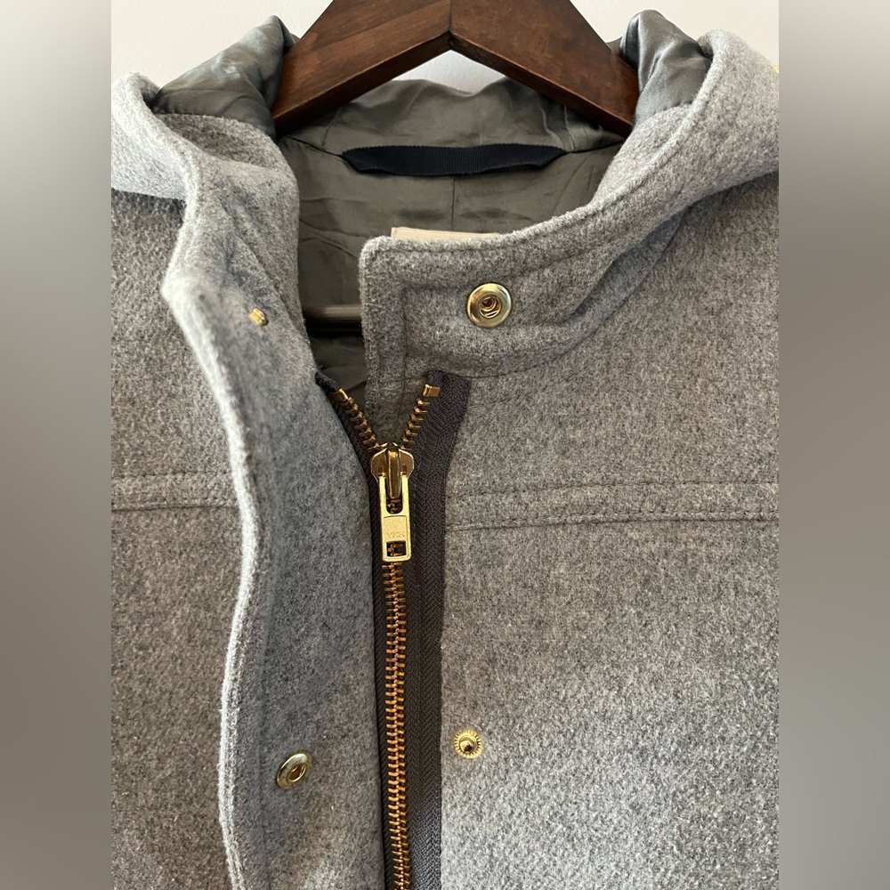 J. Crew Women's Gray Pea Coat with Hood - Picture 3 of 12